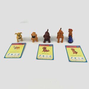 Vtg 1993 MEG Lot of 5 Puppy In My Pocket Dog Figures +3 Cards Hasbro Dogs